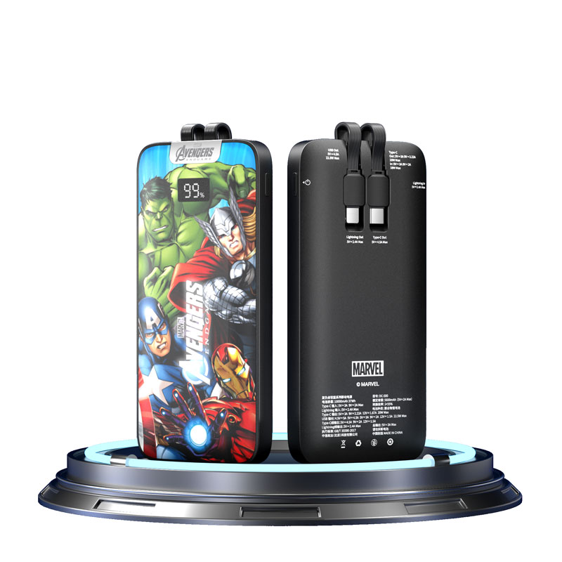 Disney Disney Marvel power bank 10000mah 10W fast charging Iron Man Hulk portable outing l travel business trip large capacity self-cable power bank high-end students affordable DC-500