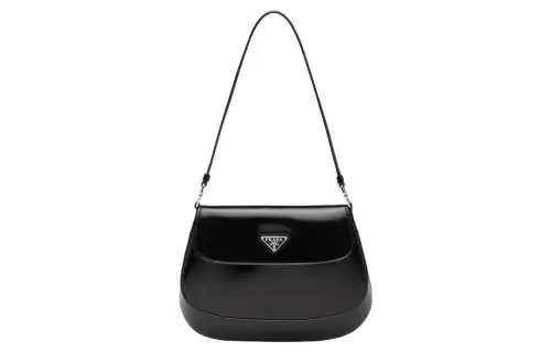 PRADA Cleo Leather Shoulder Bag Women's Black