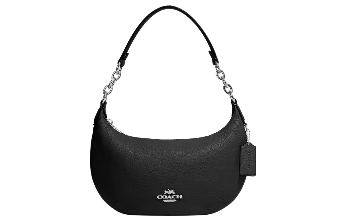 COACH Payton Leather Crescent Bag, Shoulder Bag, Handbag, Shoulder Bag Medium Women's Black