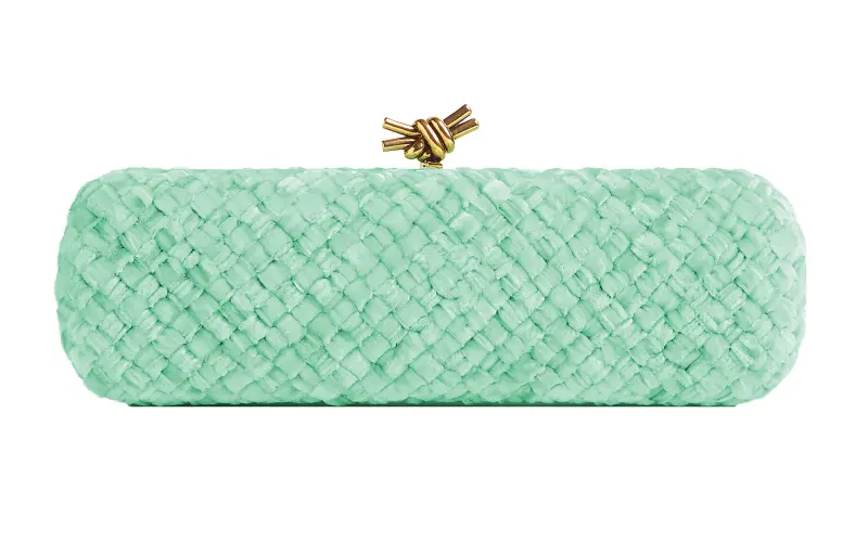 Bottega Veneta Velvet Clutch Women's Mint Green