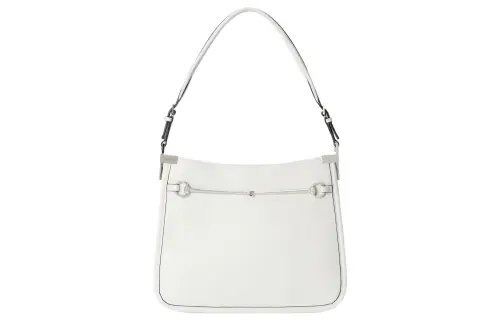 GUCCI Horsebit Leather Handbag, Shoulder Bag Small Women's White