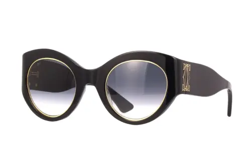 CARTIER Acetate Irregular Shape Sunglasses Women's Black