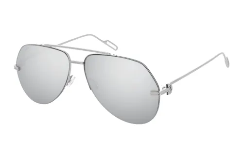 CARTIER White Gold Aviator Sunglasses Unisex Silver