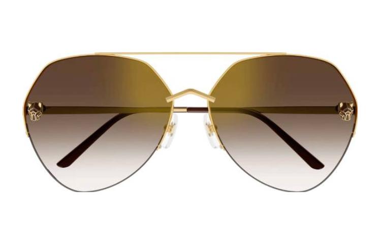 Женские очки Cartier Panthere Metal Sunglasses (золотые) — фото 4