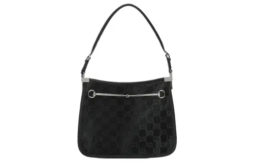 GUCCI Horsebit Calfskin Handbag, Shoulder Bag Small Women's Black