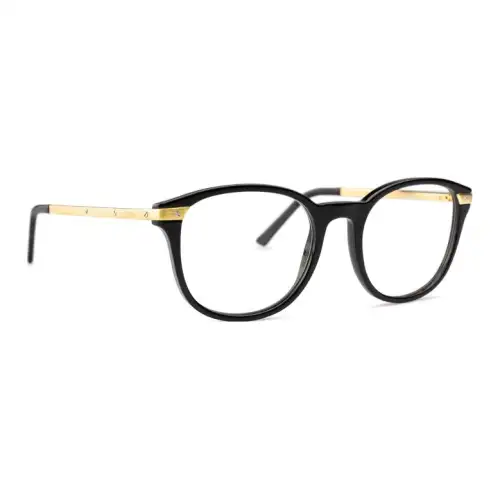 CARTIER Metal Irregular Shape Eyeglass Frames Men's Black