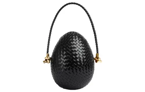 Bottega Veneta Calfskin Woven Bag Handbag Women's Black
