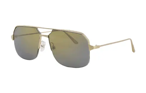 CARTIER Metal Bronze Irregular Shape Sunglasses Men's Gold