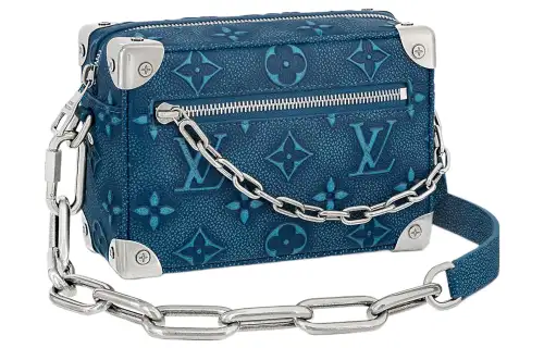 LOUIS VUITTON SOFT TRUNK Cow Leather Box Bag, Handbag, Shoulder Bag, Crossbody Bag Mini Men's Blue