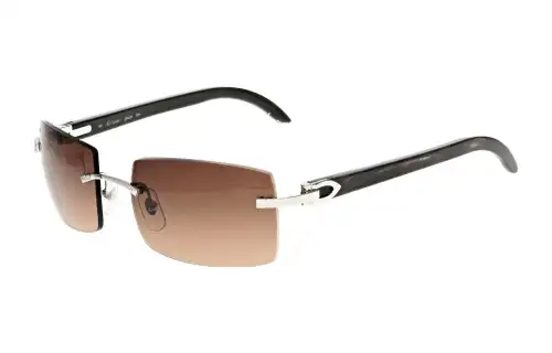 CARTIER Acetate Metal Rectangular Sunglasses Men's Black