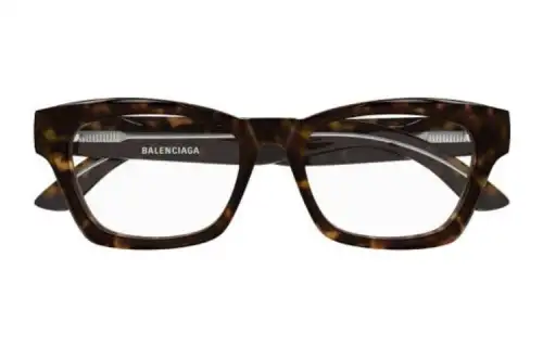Balenciaga Plastic Irregular Shape Eyeglass Frames Men's Umber