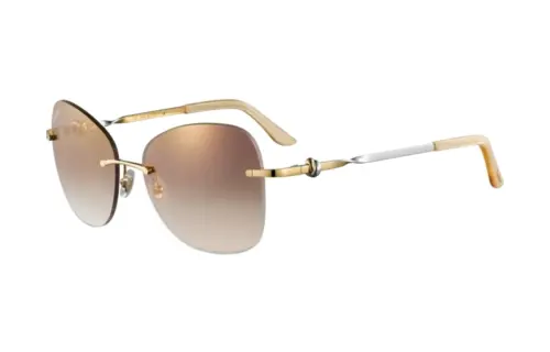 CARTIER Metal Irregular Shape Sunglasses Women's Gold