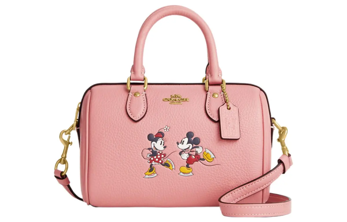 COACH X Disney Collaboration Rowan Leather Boston Bag Handbag Small Women's Pink