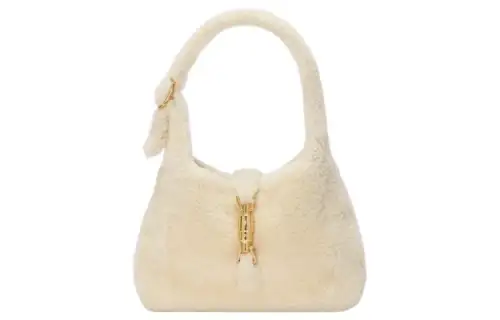 GUCCI Jackie 1961 Shearling Crescent Bag, Shoulder Bag, Handbag, Shoulder Bag Small Women's White