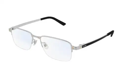 CARTIER Metal Irregular Shape Eyeglass Frames Men's Silver