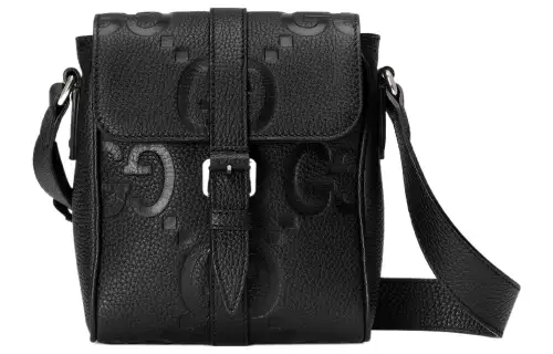 GUCCI Jumbo GG Leather Shoulder Bag Small Men's Black