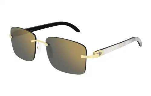CARTIER Metal Square Sunglasses Women's Gold
