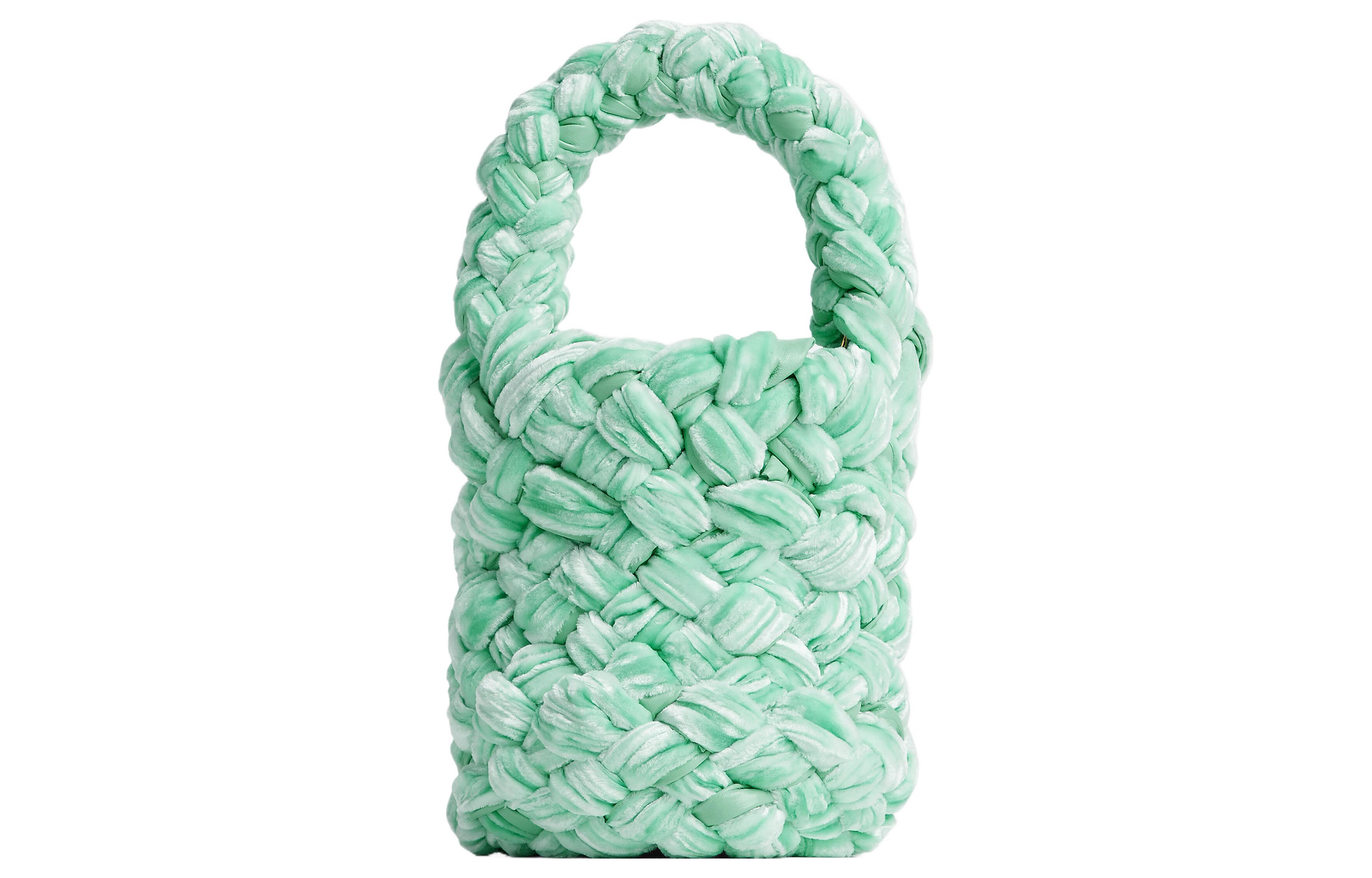 Bottega Veneta Kalimero Velvet Bucket Bag Handbag Small Women's Light Green