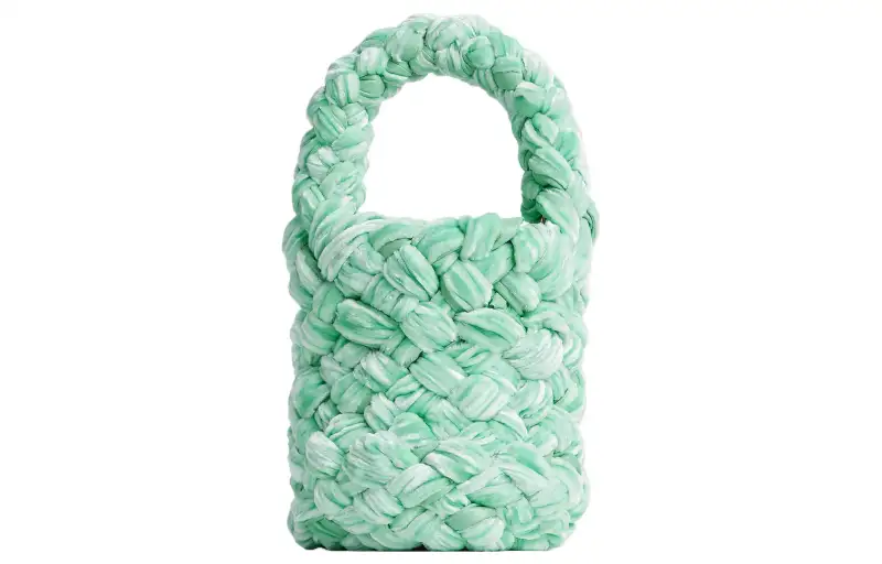 Bottega Veneta Kalimero Velvet Bucket Bag Handbag Small Women's Light Green
