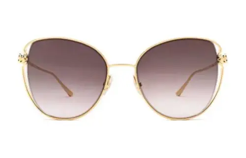 CARTIER Metal Cat Eye Sunglasses Women's Gold