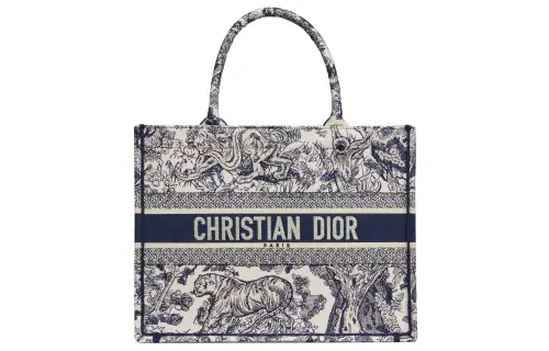 DIOR BookTote Embroidery Tote Bag, Shopping Bag, Shoulder Bag, Handbag Medium Women's Blue
