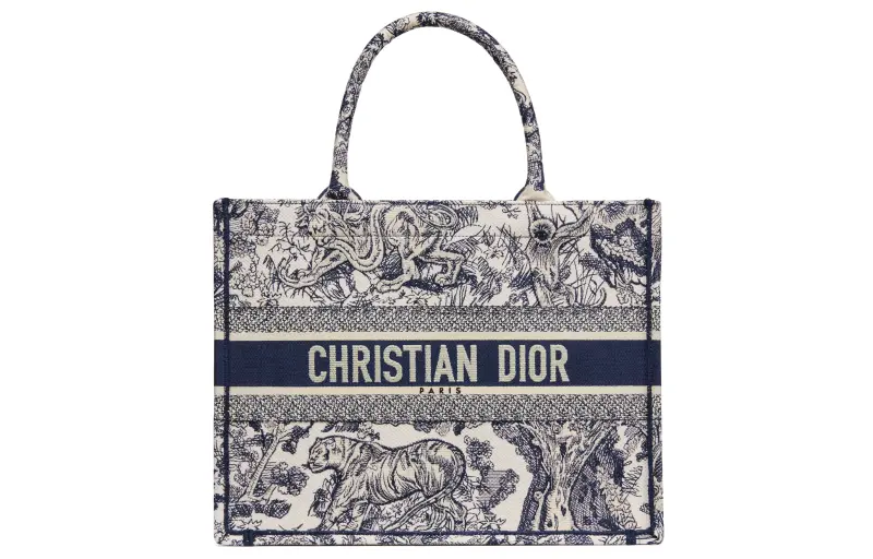 DIOR BookTote Embroidery Tote Bag, Shopping Bag, Shoulder Bag, Handbag Medium Women's Blue