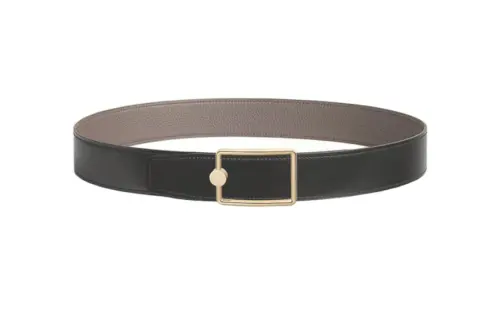 HERMES Calve Leather Belts Men's Width 3.8CM