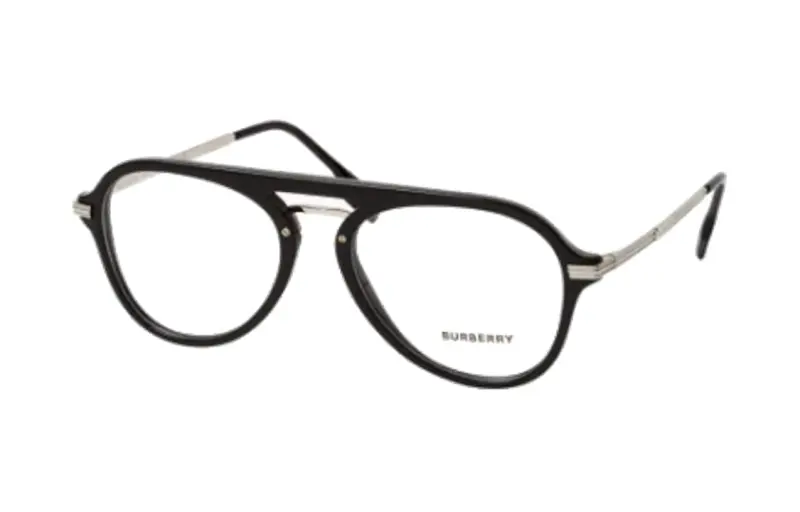 Burberry Metal Plastic Irregular Shape Eyeglass Frames Men's Black