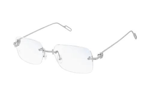 CARTIER Metal Irregular Shape Eyeglass Frames Women's Silver