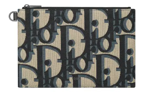 DIOR Leather Trim Clutch Regular Unisex Beige & Black