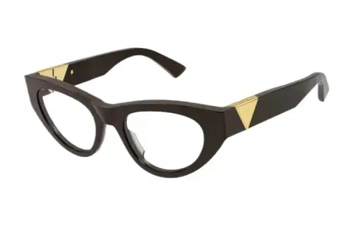 Bottega Veneta Acetate Irregular Shape Eyeglass Frames Women's Brown
