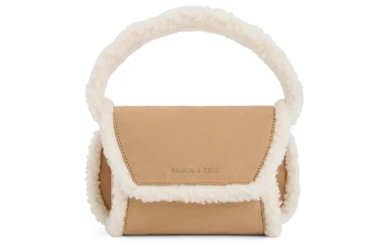 CHARLES&KEITH Polyurethane Charles & Keith Crossbody Bag Handbag Small Women's Camel