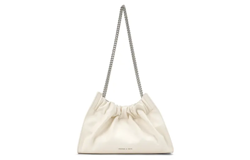 CHARLES&KEITH Polyurethane Charles & Keith Bag, Shoulder Bag Large Women's Noir Black/Cream Milk White