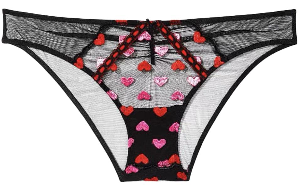 Женские трусы Victoria's Secret (черные с сердечками)