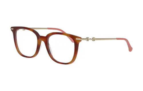 GUCCI Horsebit Irregular Shape Eyeglass Frames Women's Brown
