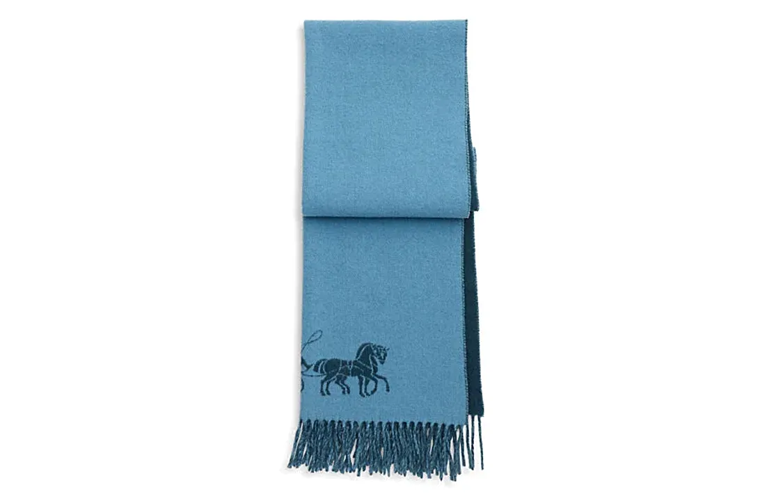 COACH Sheep Wool Knit Scarves Women's Blue