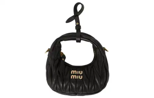 MIU MIU Wander Matelasse Nappa Leather Mini Hobo Black