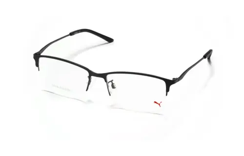 PUMA Metal Irregular Shape Eyeglass Frames Unisex Black/Silver