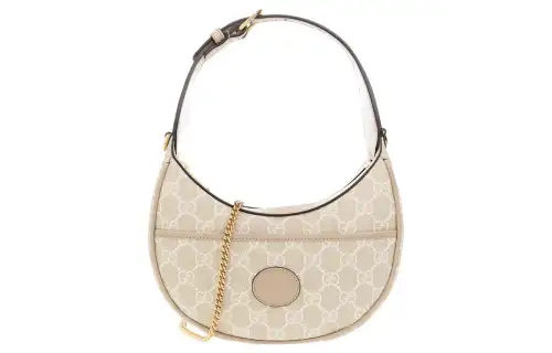 GUCCI GG Supreme Canvas With Leather Binding Shoulder Bag Mini Women's Beige & White
