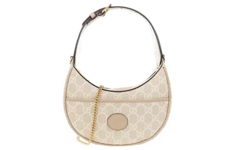 GUCCI GG Supreme Canvas With Leather Binding Shoulder Bag Mini Women's Beige & White