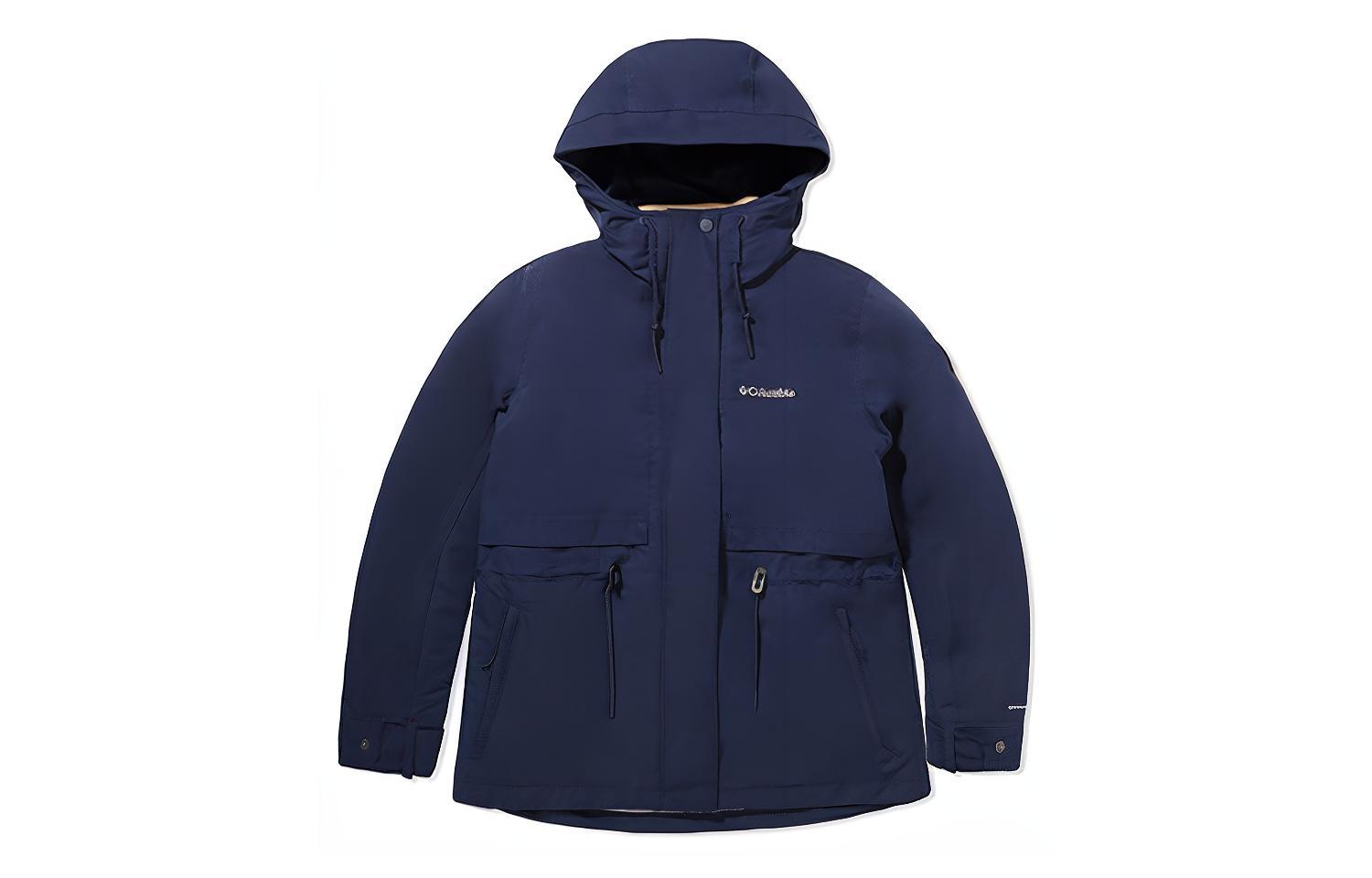Columbia Columbia, keep warm velvet liner with hood for hiking, waterproof windproof blue jacket for traveling, three-in-one