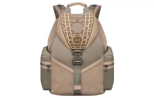 DIOR Calfskin With Nylon Backpack Men's Beige