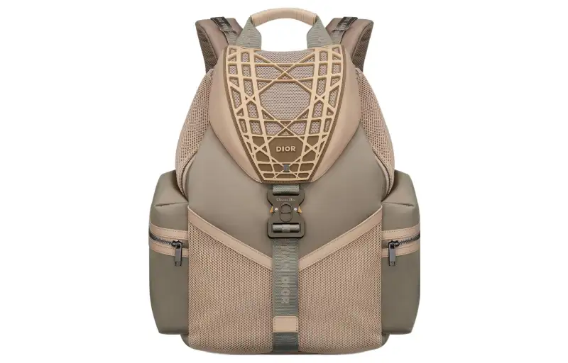 DIOR Calfskin With Nylon Backpack Men's Beige