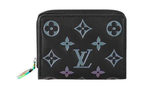LOUIS VUITTON Monogram Embossed Lambskin Wallet Women's Black