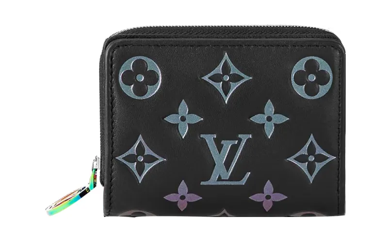LOUIS VUITTON Monogram Embossed Lambskin Wallet Women's Black