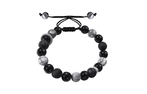 EternalGlory Volcanic Stone Beaded Bracelets Unisex Glossy Texture