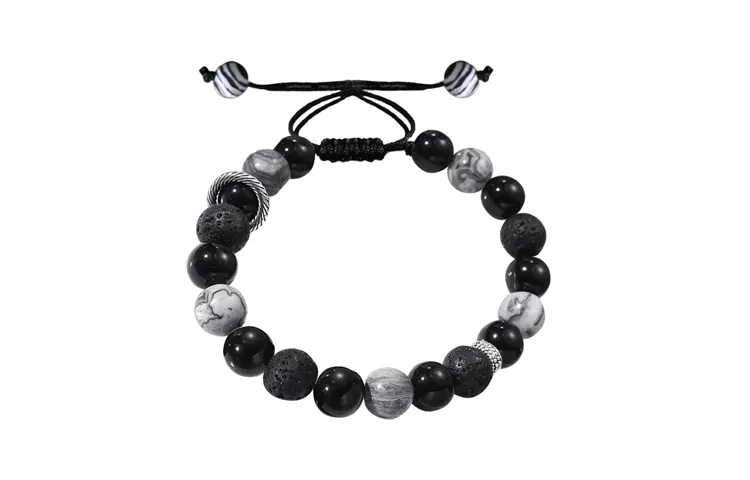 EternalGlory Volcanic Stone Beaded Bracelets Unisex Glossy Texture