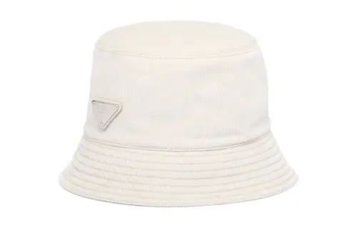 PRADA Triangle logo Corduroy Bucket Hat
