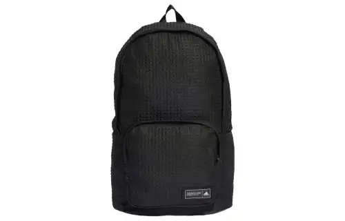 Adidas, foldable capacious regenerated black white backpack with zipper for men and women, polyester, for beloved