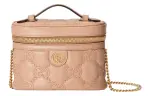 GUCCI GG Matelassé Leather Handle Bag, Makeup Box, Shoulder Bag, Crossbody Bag, Handbag Mini Women's Rose Beige